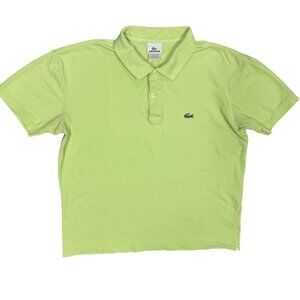 Lacoste Polo Shirt Mesh Cotton Short Sleeve Green Made in Peru Large